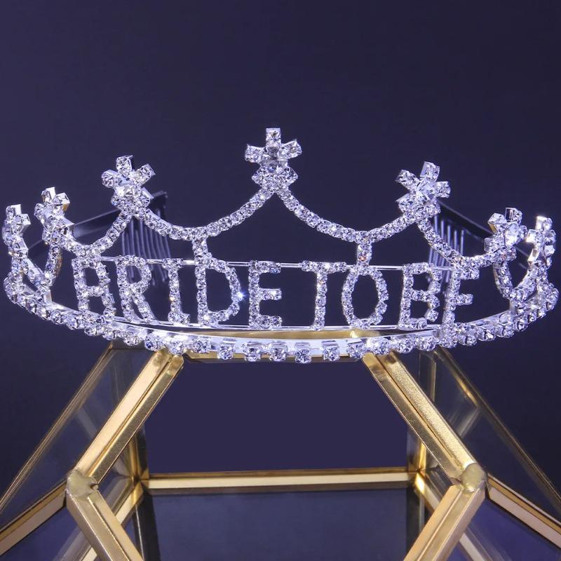 Rhinestone Bride To Be Headband Bridesmaid Crown Wedding Bridal Shower Girls Night Gift Bachelorette Hen Party Decoration