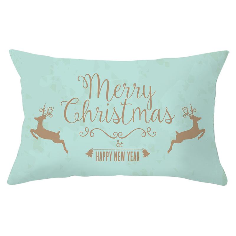 Christmas Series Peach Skin Waist Pillowcase Rectangular Sofa Cushion Cover Bedside Pillowcase Home