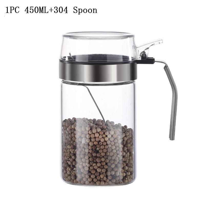 YOMDID Seasoning Pot Glass Bottle Condiment Storage Box Salt Pepper Pot Sugar Flavoring Container With PP Lid Kitchen Supplies