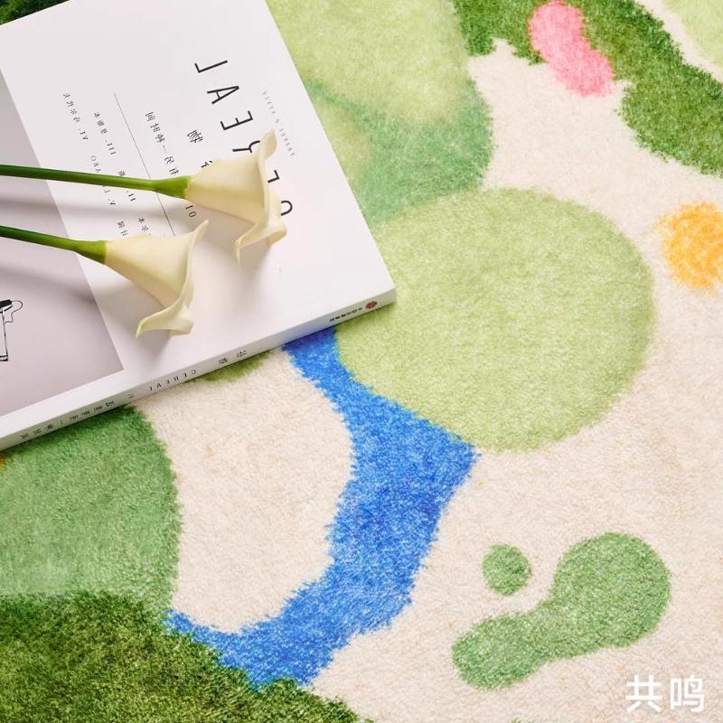 Dopamine Style Rugs for Bedroom Irregular Shape Living Room Decoration Moss Carpet Girl Casual Cute Rug Home Washable Thick Mat