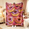 Pink Glaze Donut Watercolor Full Print Throw Blanket,Warm Sofa,Bed Lap Cover,Birthday Anniversary Home Casual Gathering Present