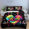 Colorful Heart Love Design Bedding Set Bedding Set (1 Duvet Cover, 2 Pillowcases, Duvet Not Included)