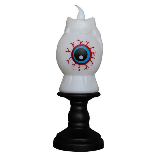 Halloween Lamp Decoration Light-up Black Cat on Pumpkin Statue Spooky Eyeball/Skull/Pumpkin Candle Holder with LED Light for Halloween Tabletop Decor