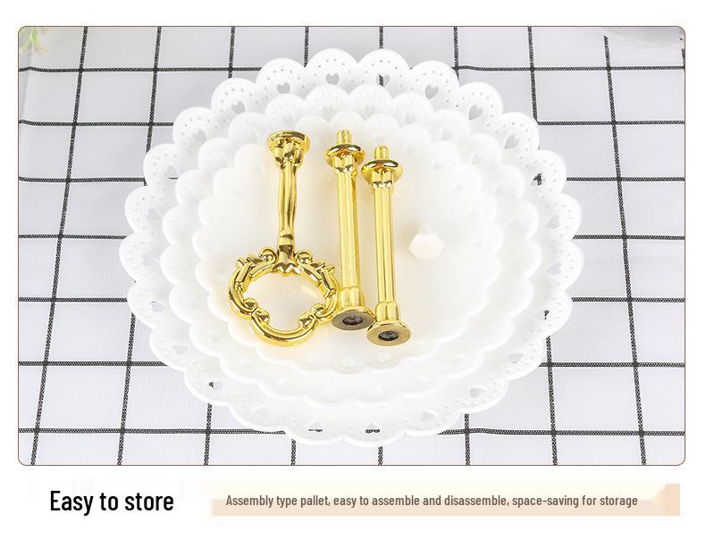 Three-Tier European Dessert and Snack Stand – Plastic Fruit, Cake, and Candy Display Plate for Weddings and Parties