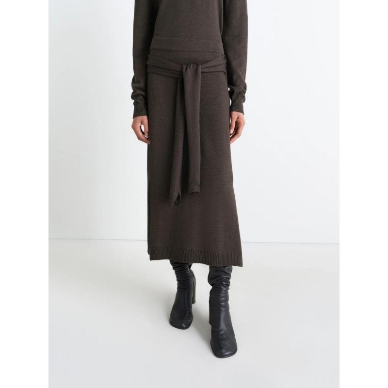

Sumai Lace-Up Knit Midi Skirt - 2025 Autumn/Winter LEM Collection, Simple Fake Two-Piece Design. 36
