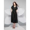 2025 Spring Mulberry Silk V-Neck Jacquard Drawstring Long Dress