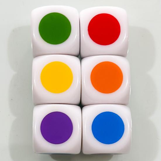 2 Stück Würfel, 16 mm, bunt, Lehrwürfel, 6-seitig, glatte Kante, lichtecht, für Brettspiele, breite Anwendung, Lernwürfel
