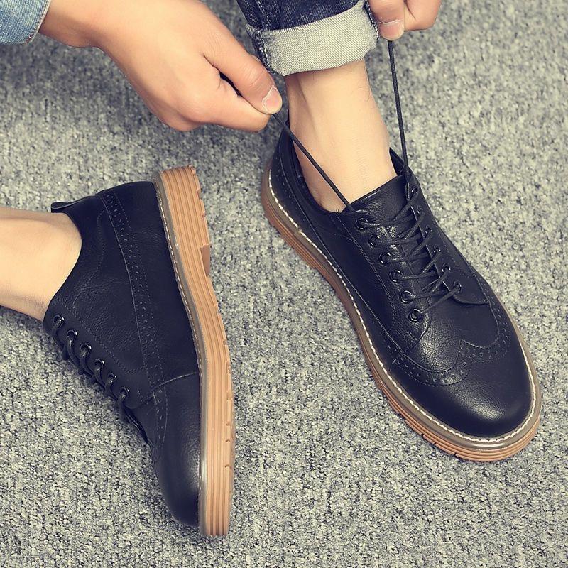 

Мужские туфли броги в британском стиле на плоской подошве, мягкие повседневные туфли, модный бренд, мужская обувь, черные, коричневые D349 39 чёрный