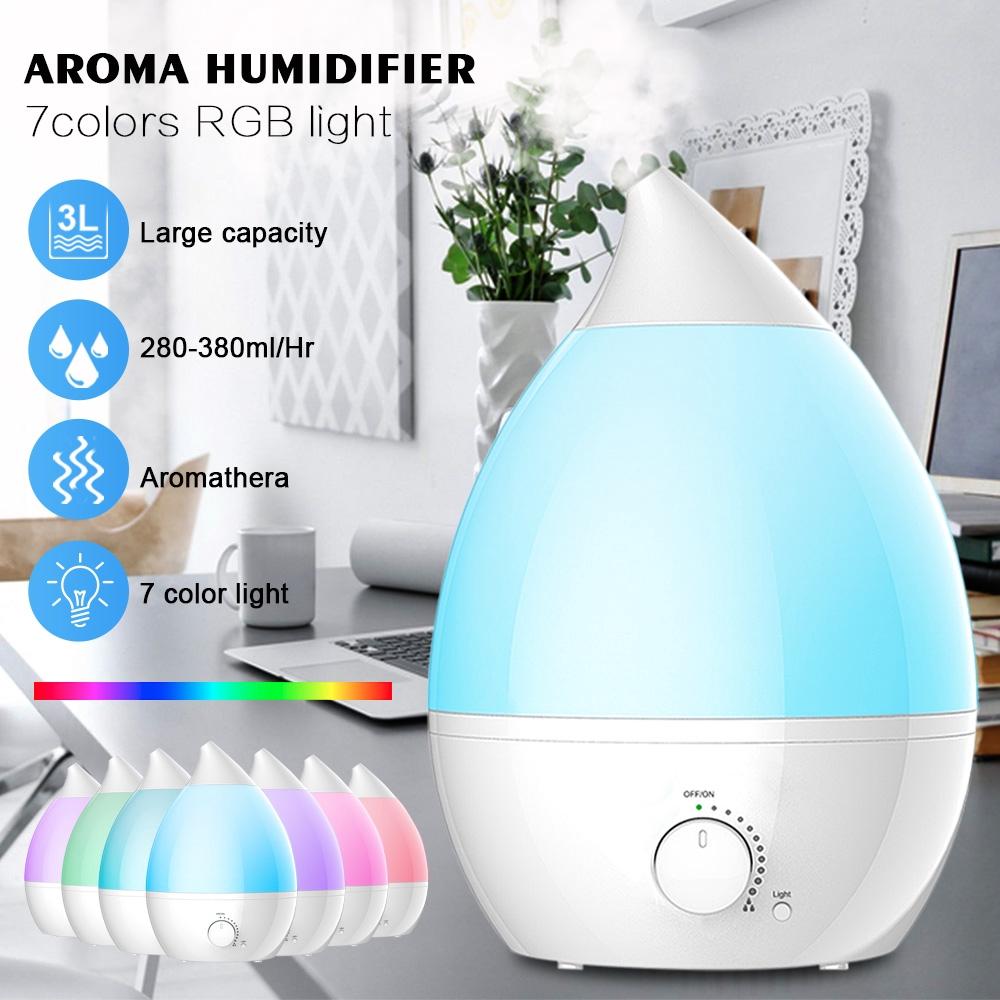 Office 7 Color Change LED Night Light USB Air Purifier Cool Mist Humidifier Aroma Essential Oil Diffuser Ultrasonic