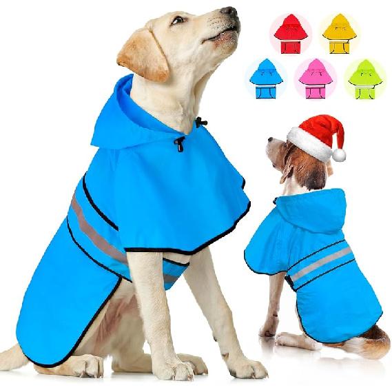 Weesiber Dog Raincoat - Reflective Dog Rain Jacket - Waterproof Dog Rain Coat - Adjustable Dog Poncho - Lightweight Dog Slicker for Dog Walking