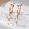 Fashion Glossy Dangle Earrings  Rose Gold Color Simple Cross Earrings For Women High Quality Daily Fine Jewelry