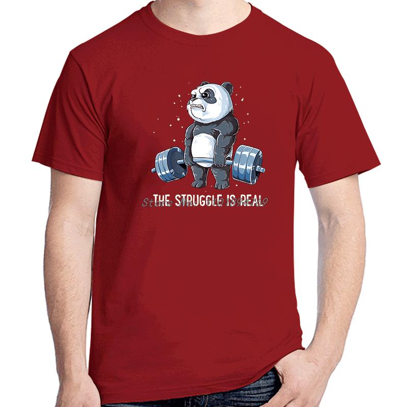 Panda The Struggle Is Real Weightlifting Fitness Gym Funny Graphic Tees Summer New Shirts And Tshirts Cotton Unisexs Print T Shirt