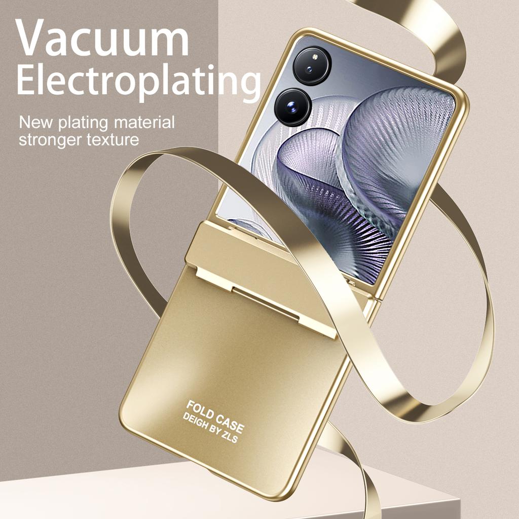 For Xiaomi Mix Flip 2 Case Electroplating Hard PC Protective Phone Cover with Screen Protector