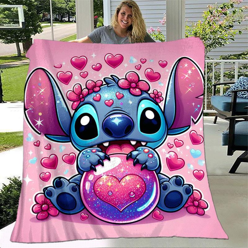 1pz Coperta con Stampa Stitch - Morbida, Coperta per Tutte le Stagioni per Soggiorno, Camera da Letto, Viaggio