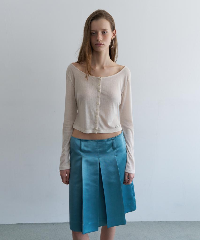 Overdueflair Wide Neck Mini Cardigan_Cream