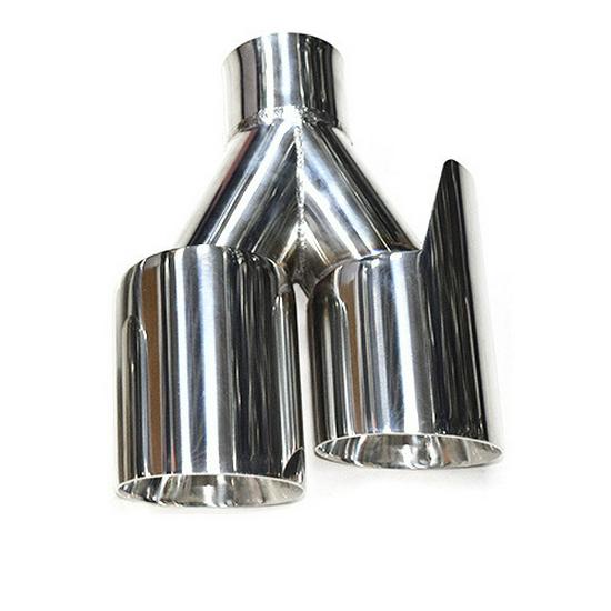 Universal Stainless Steel Car Exhaust Tailpipe: One-in-Two, Double Four-Out, Welded Edge Muffler.