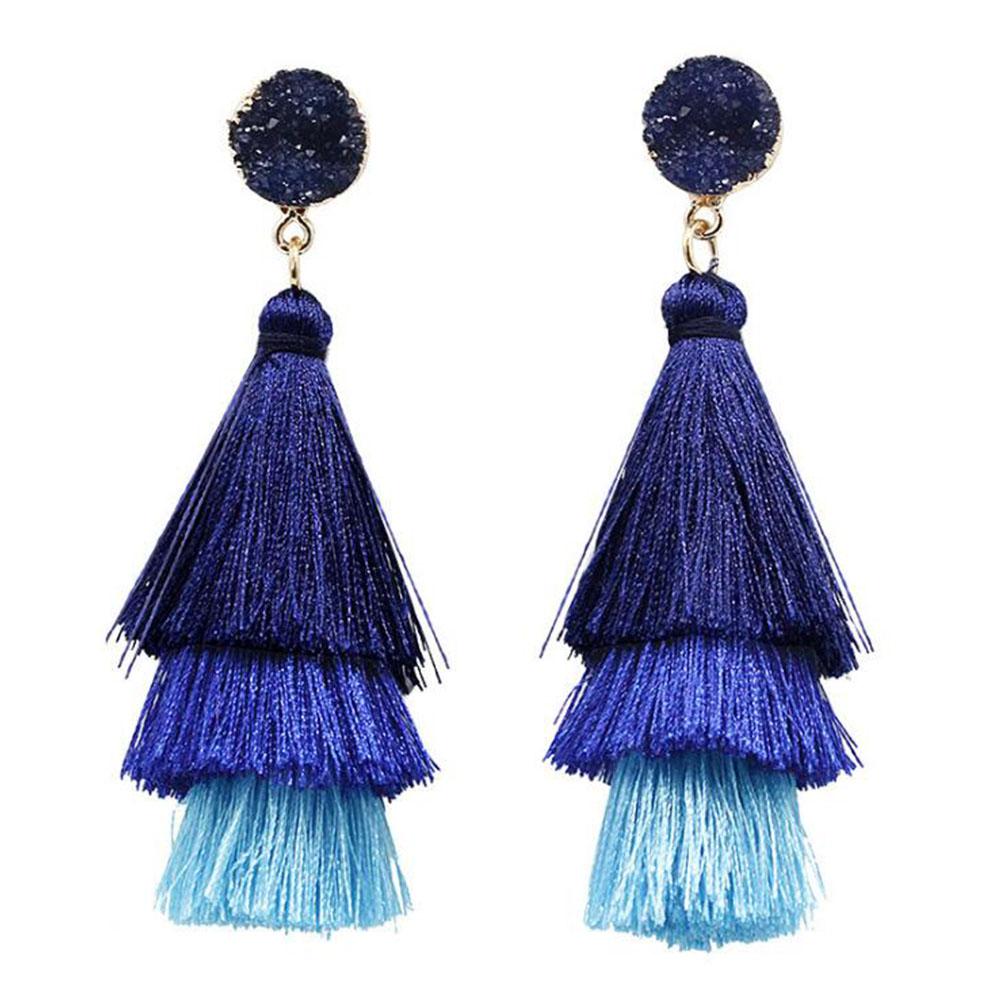 Women Fashion Bohemian Style Earrings Long Tassel Eardrop Dangle Earrings Fashion Jewelry