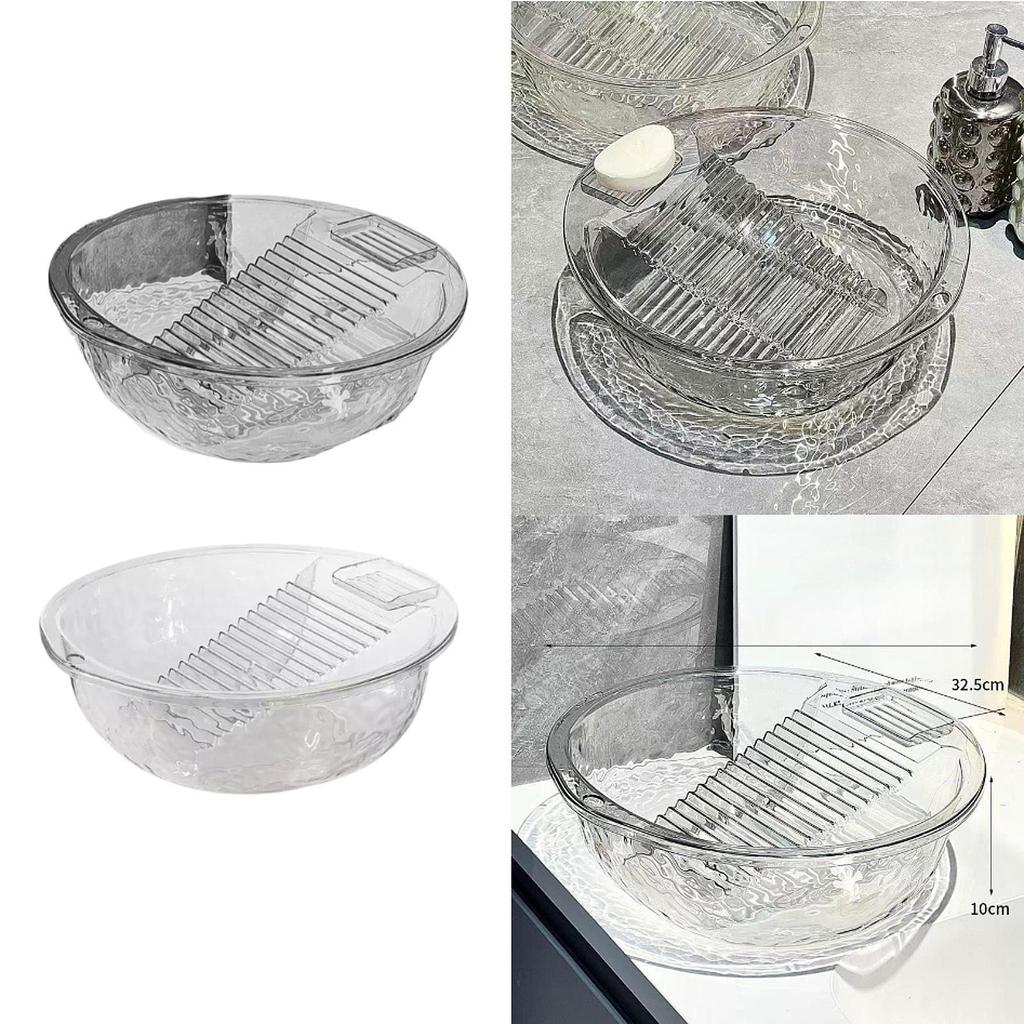 Washboard Basin with Integrated Washboard Thicken Laundry Basin Scrubbing Board for Laundry Dorm Small Delicate Articles Home