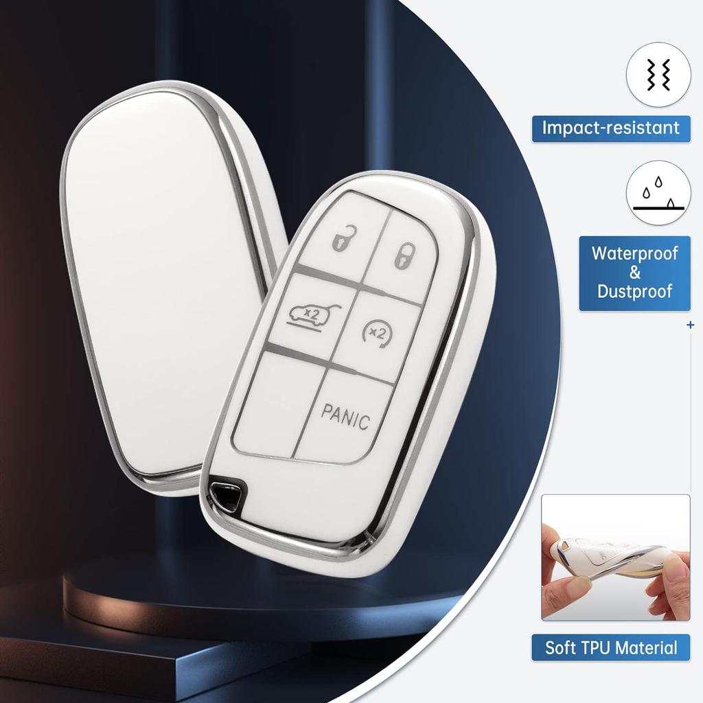Jeep-Schlüsselanhänger-Abdeckung mit Schlüsselanhänger, weiche TPU-Schlüsselhülle zum Schutz, passend für Jeep Grand Cherokee Renegade Wrangler Patriot Grand