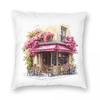 Bonjour Paris Cafe Square Pillowcase Polyester Linen Velvet Pattern Decorative Throw Pillow Case Sofa Cushion Cover Wholesale
