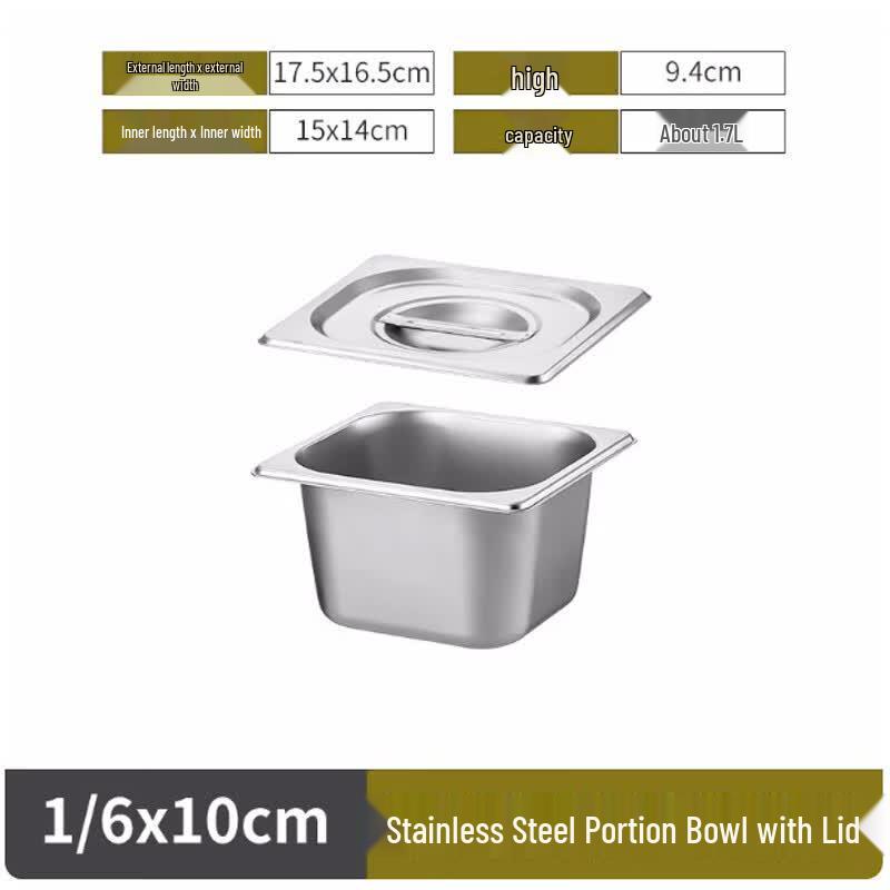 Гастроемкость из нержавеющей стали 304 XINXINGHUASHENG с крышкой 1/6 (175x165x100mm)