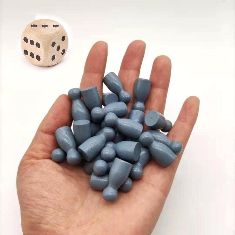 16Pcs Children'S Humanoid Wooden Puzzle Game Wooden Board Game Chess Pieces Humanoid Checkers Pieces Flying Chess