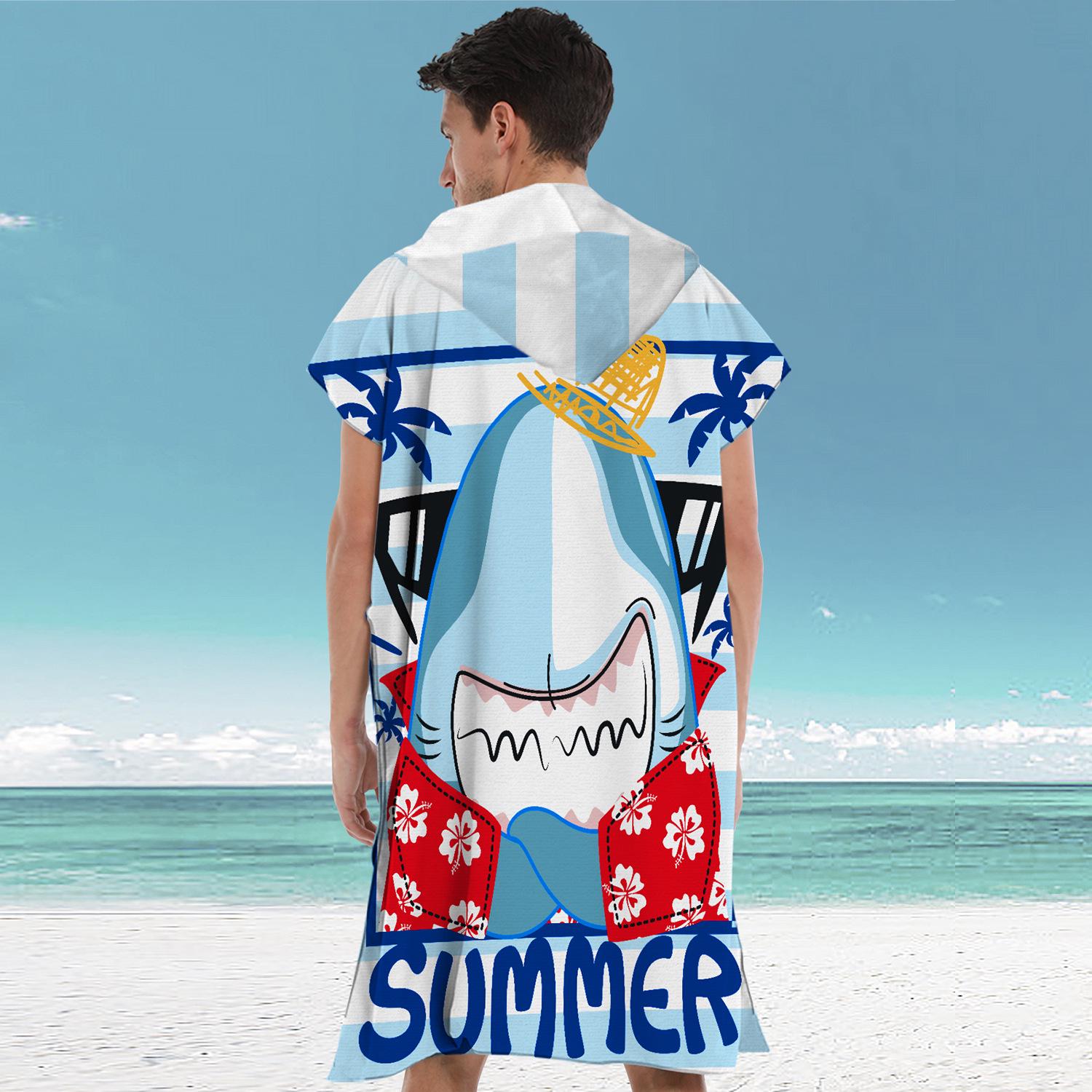 

Взрослый и детский быстросохнущий худи-пончо из микрофибры для пляжа и ванной Microfiber Towel Fabric Adult 110*75CM