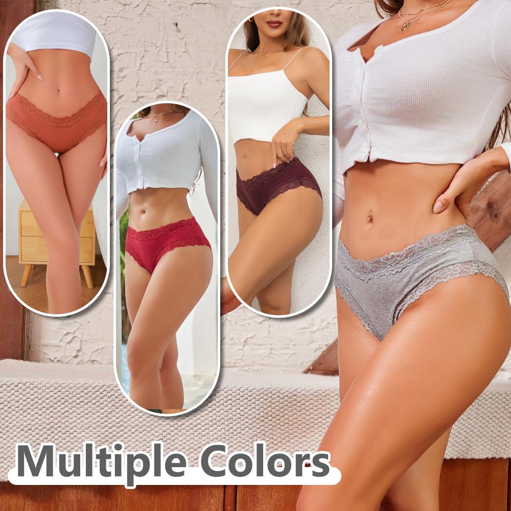 Damen Nahtlose Baumwollhöschen Sexy Spitze Einfarbige Hohe Taille Elastische Unterwäsche Hohe Qualität Atmungsaktive Intimpflege Lingerie