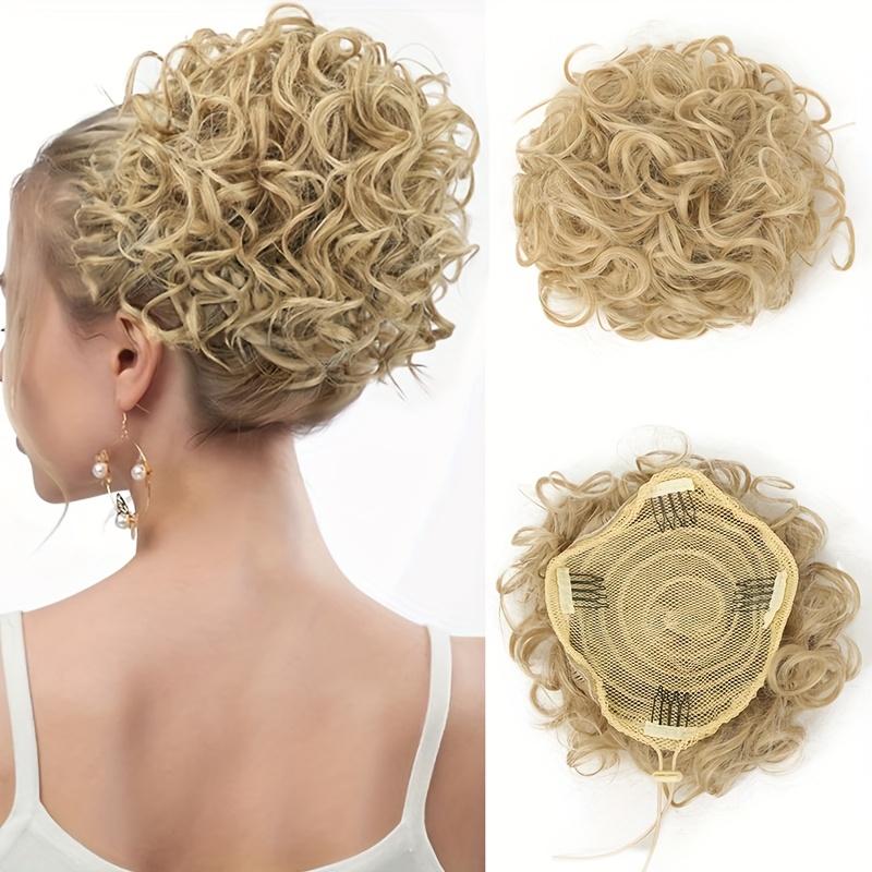Messy Bun Hair Pieces Elastic Drawstring Fake Hairpieces Short Kinky Curly Scrunchies Ponytail Synthetic Hair Extensions for Women Daily Party Use