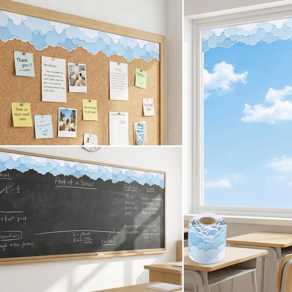 Copperplate Paper Self-Adhesive Border Cloud Pattern Classroom Decor Trim School