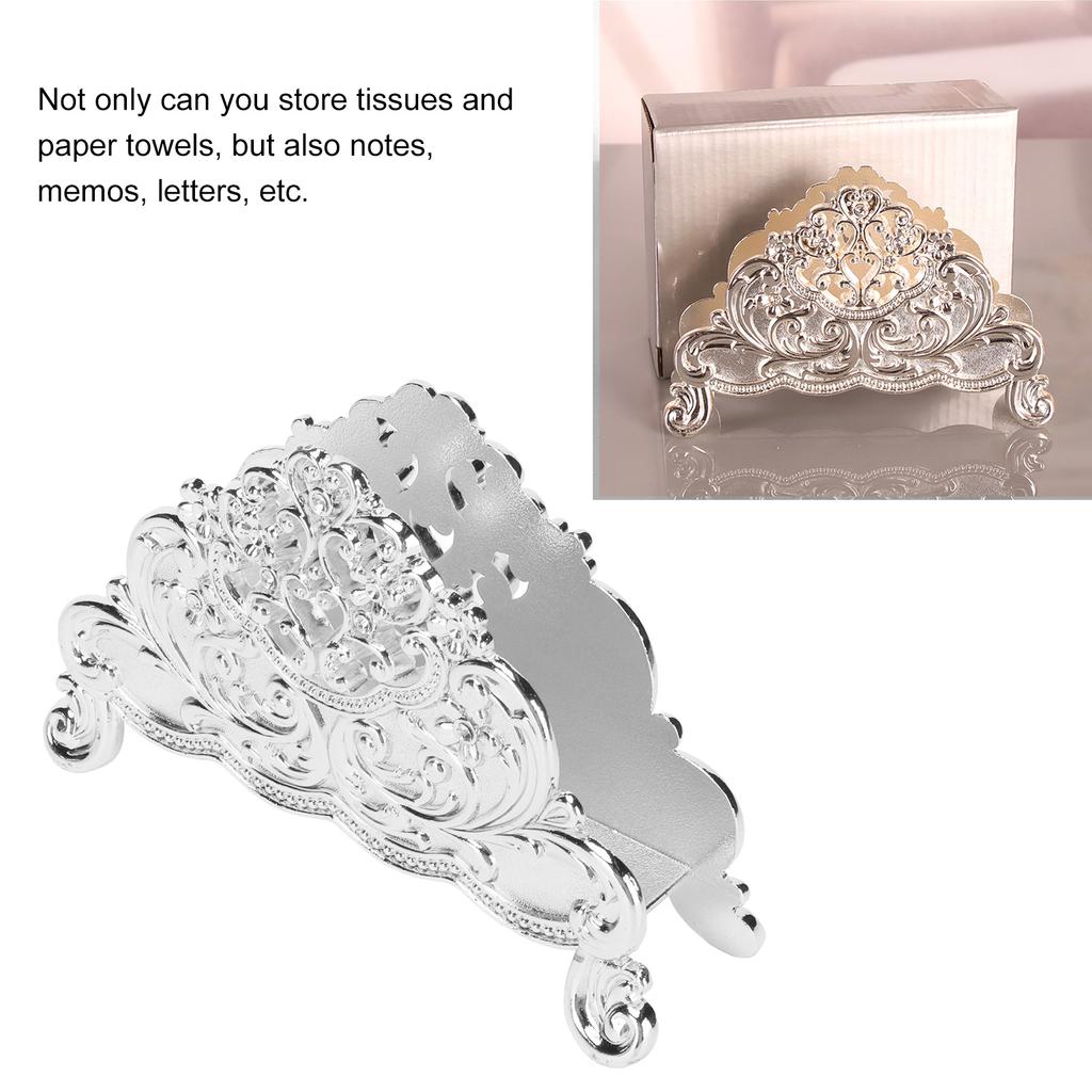 Napkin Holder European Metal Hollow Flower Pattern Paper Tissue Holder Freestanding Paper Napkin Dispenser