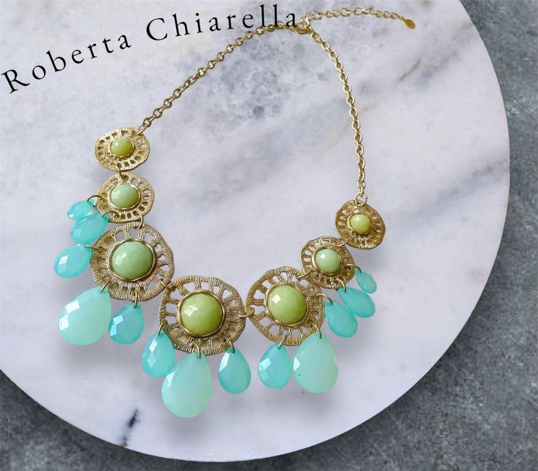 

[USED] Roberta Challela Stylish Green Chalcedony Necklace in 22K Gold