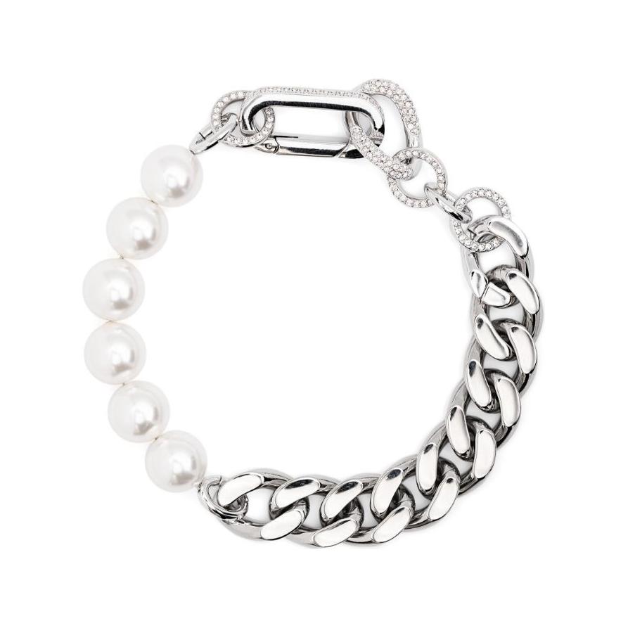 Swarovski Dextera Chain Detail Brass Plated Bracelet Women bracelet Silver 5692743 M,Silver