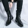 Men’s Western Boots Pointed Toe Casual Retro Dress Zipper Leather Boots Men’s Mid-calf Boots Plus Size