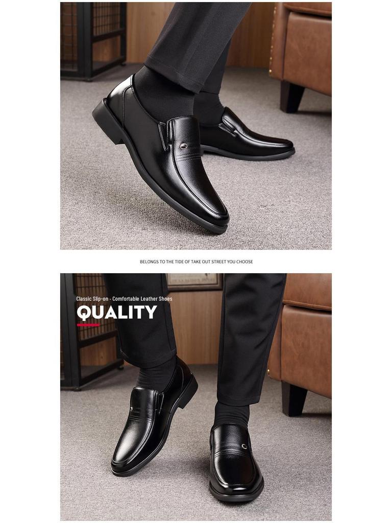Men's Spring/Summer Hollow Leather Slip-On Shoes - Business Casual & Formal, Ideal for Middle-Aged and Elderly Dads