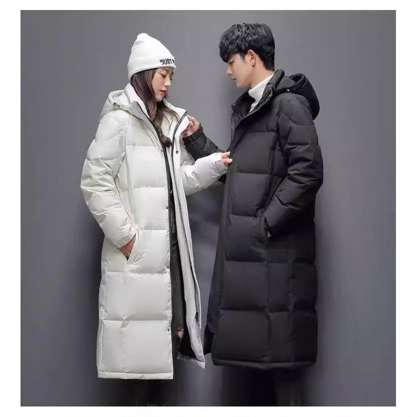 New Winter Style, Unisex and Couple Down Jacket, Casual Long Style, Knee-length Hooded Korean Style