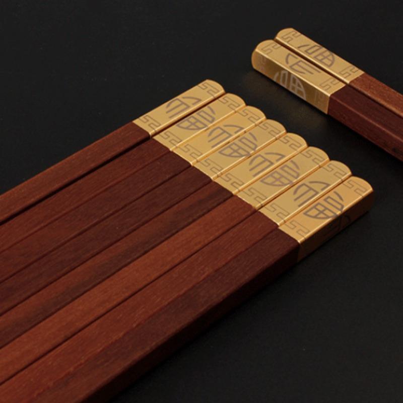 Household Rosewood Wooden Chopsticks Set Solid Wood Chopsticks Wooden Chopsticks Japanese Wooden Tableware Red