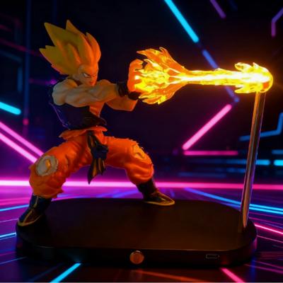 16cm New Super Saiyan Dragon Ball Z Shock Wave Goku Anime Statue Model Scene Glow Toy Doll Desktop Decoration Christmas Gift