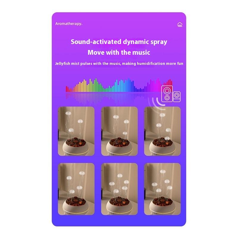 Silent atomized aromatherapy and exhalation circle jellyfish colorful atmosphere light birthday gift voice-controlled humidifier technology