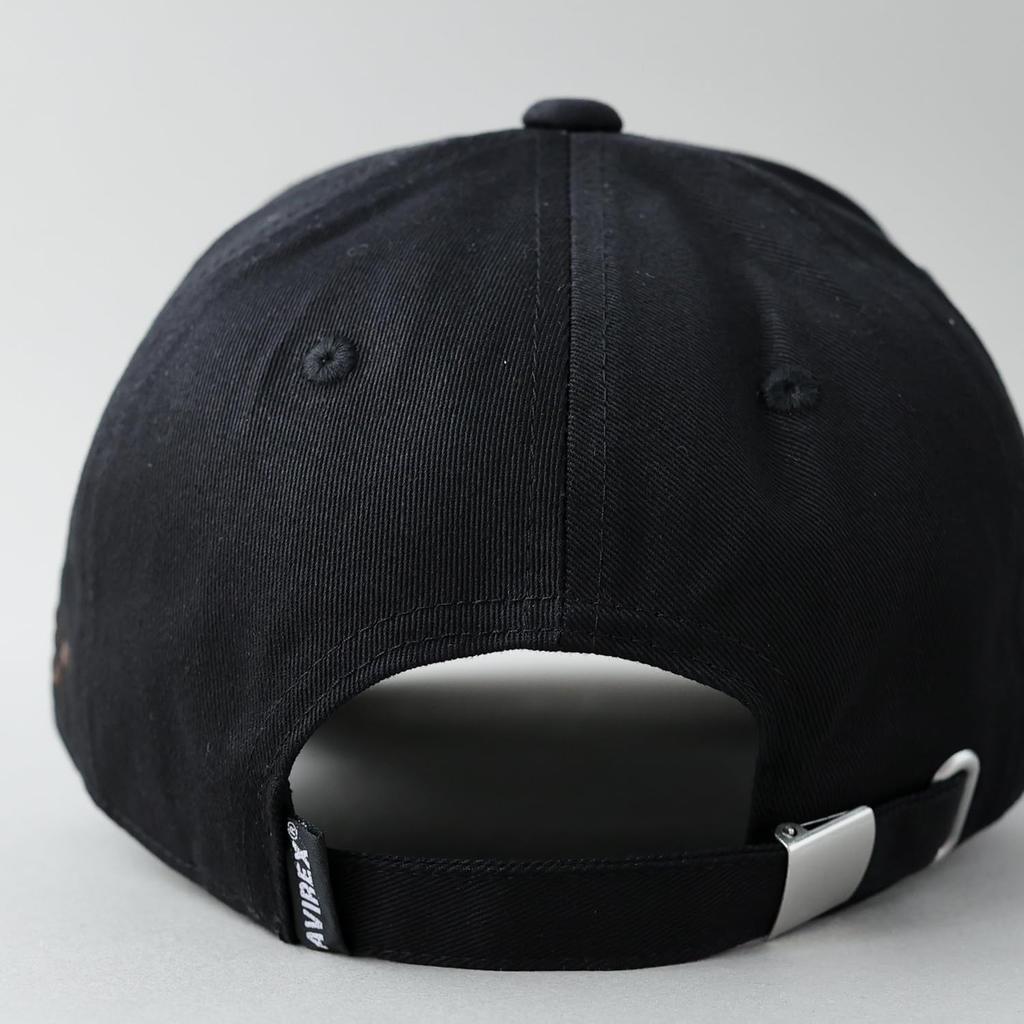 AVIREX ARMY Military Embroidered 6-Panel Low Cap Baseball Cap Hat Men's Full Cap (JP, Alphabet, Free Size, US BASE black)