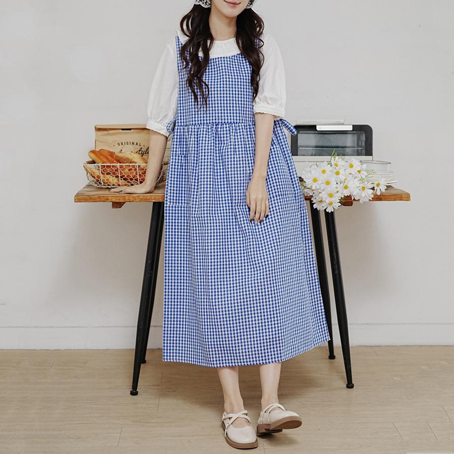 

Корейский свежий хлопковый клетчатый фартук с боковым разрезом и завязками, садовый винтажный фартук, фартук для цветочного магазина, кофейни, ресторана, фартук для выпечки