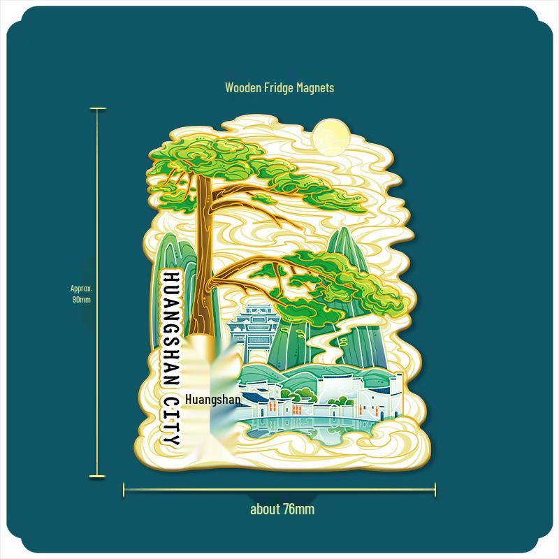 Huangshan China 3D Holz Kühlschrankmagnet: Kreatives kulturelles Reisesouvenir