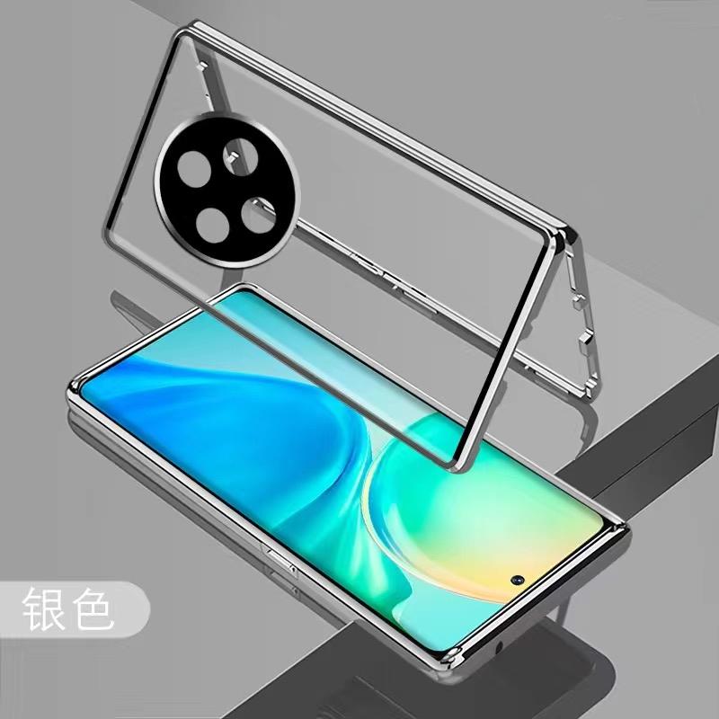 360 Full Case For Oppo Reno 12F 5G Case Double Sided Magnetic Adsorption Metal Tempering Glass Protection Cover For Reno12 FS