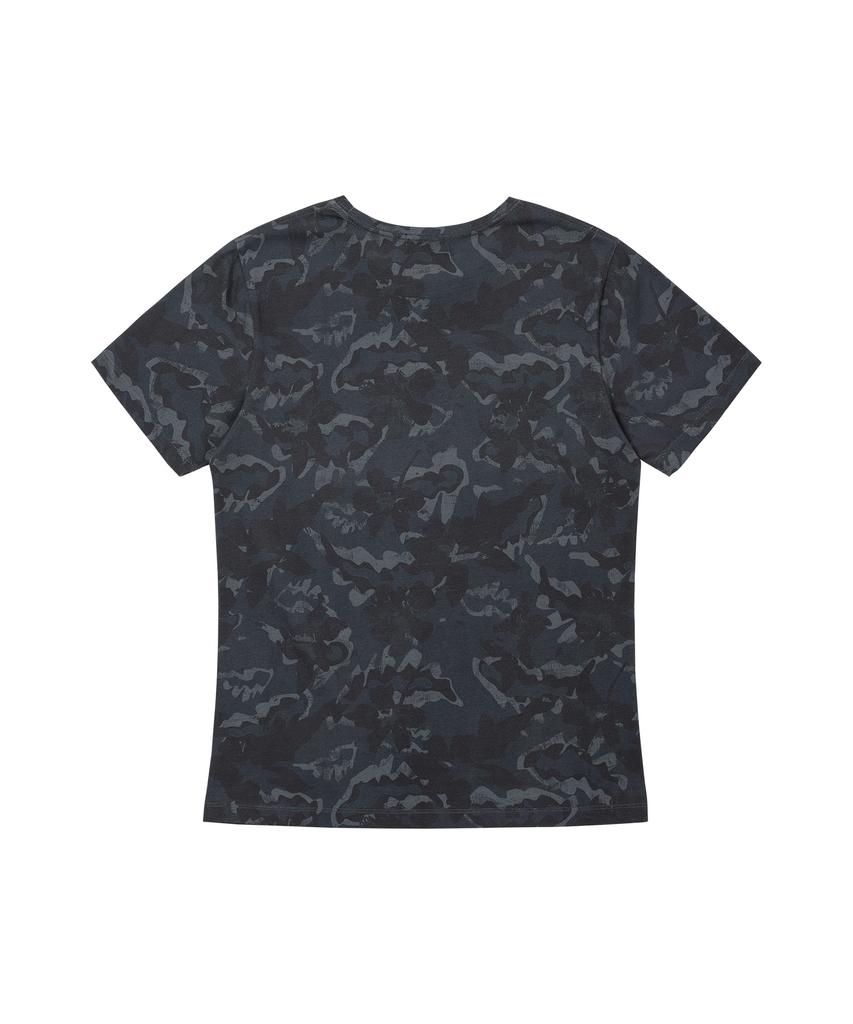 WELLBEING EXPRESS Flower Camouflage Half Sleeve Charcoal