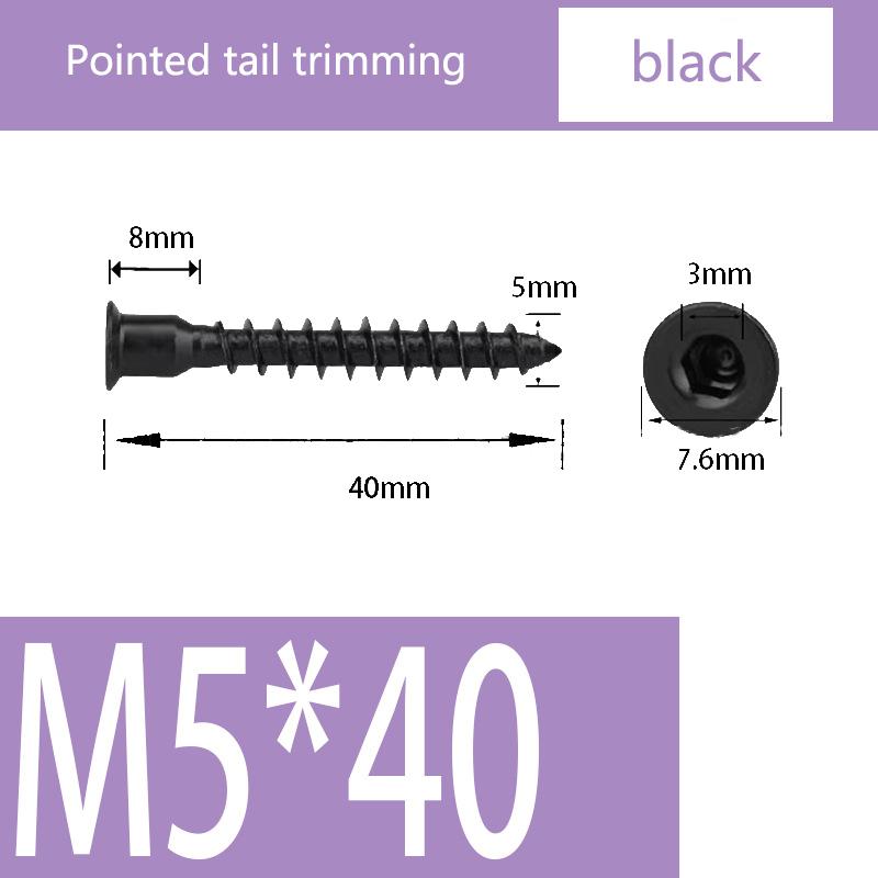50*Hex Socket Flat Head Self Tapping Screw Flat Head Black Carbon Steel Allen Hex Hexagon Socket Head M5 Self Tapping Wood Screw