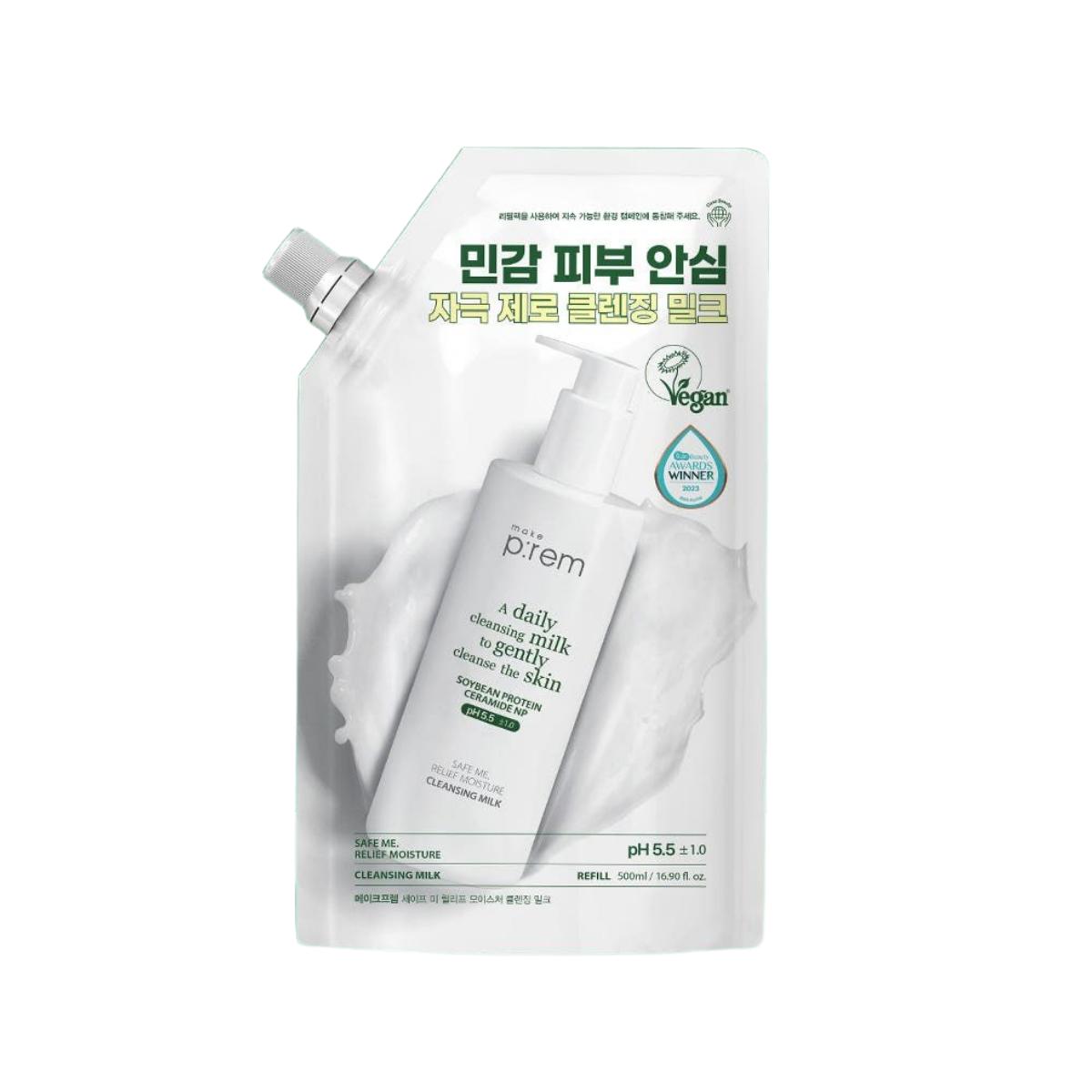 make p:rem Safe Me Relief Moisture Cleansing Milk Refill Pack Hydrating Makeup Remover 500ml