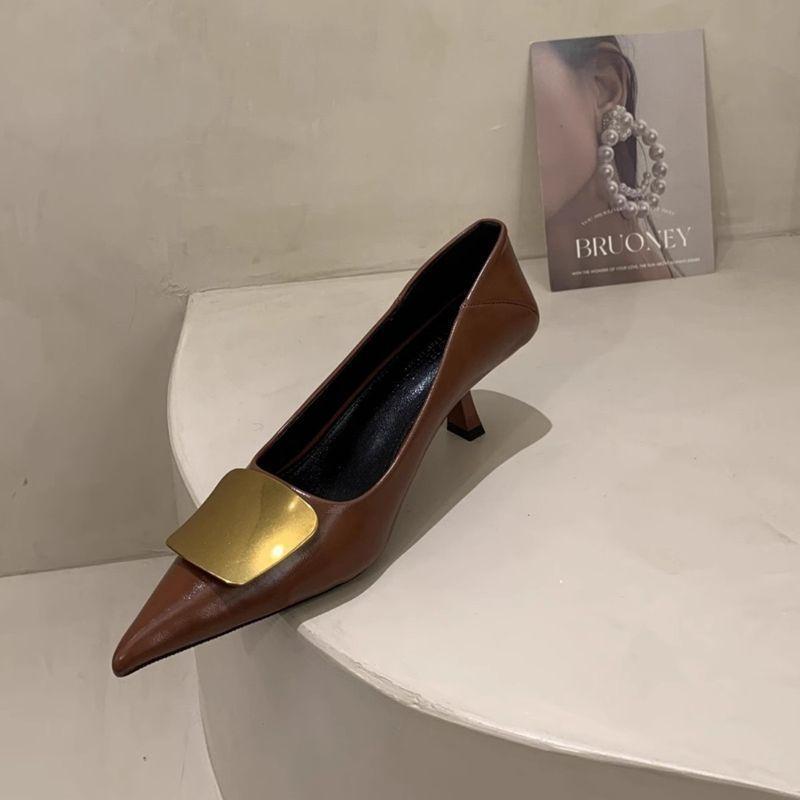 Vielseitige dünne Absätze zeigen Höhe, flache Single-Schuhe, kleiner duftender Stil, kleine Frühjahrs-Koreanische Version, spitze High Heels