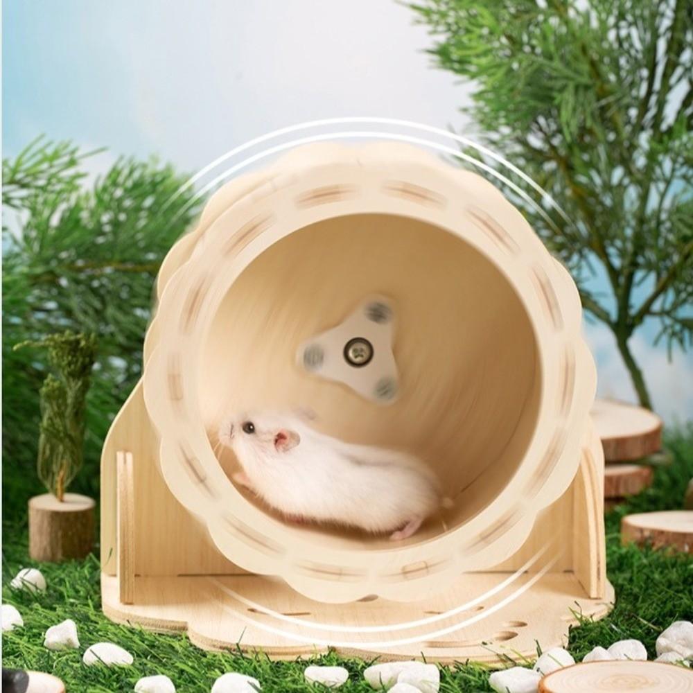 New DIY Wooden Running Wheel Removable Silent Exercise Wheel Exercise Toy for Hamster
