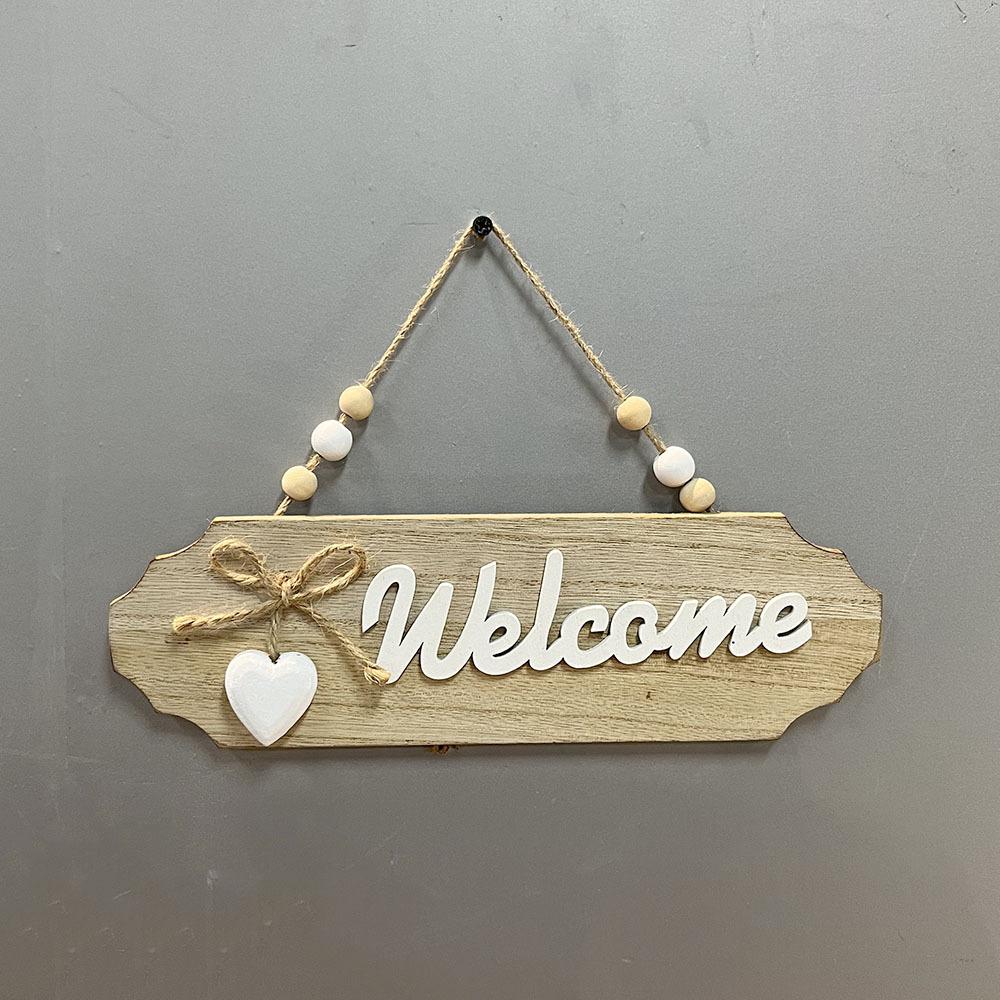 1Pc Wooden Door Sign Welcome Hang Up Welcome Guests in Front of The Door Home Decoration Sign Bow Creative Hang Up