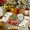 4/6pcs Snowman Gingerbread Man Christmas Placemats, Christmas Tree Cane Washable Linen Table Mats for Kitchen Dining Table Decor, Holiday Decor, Every
